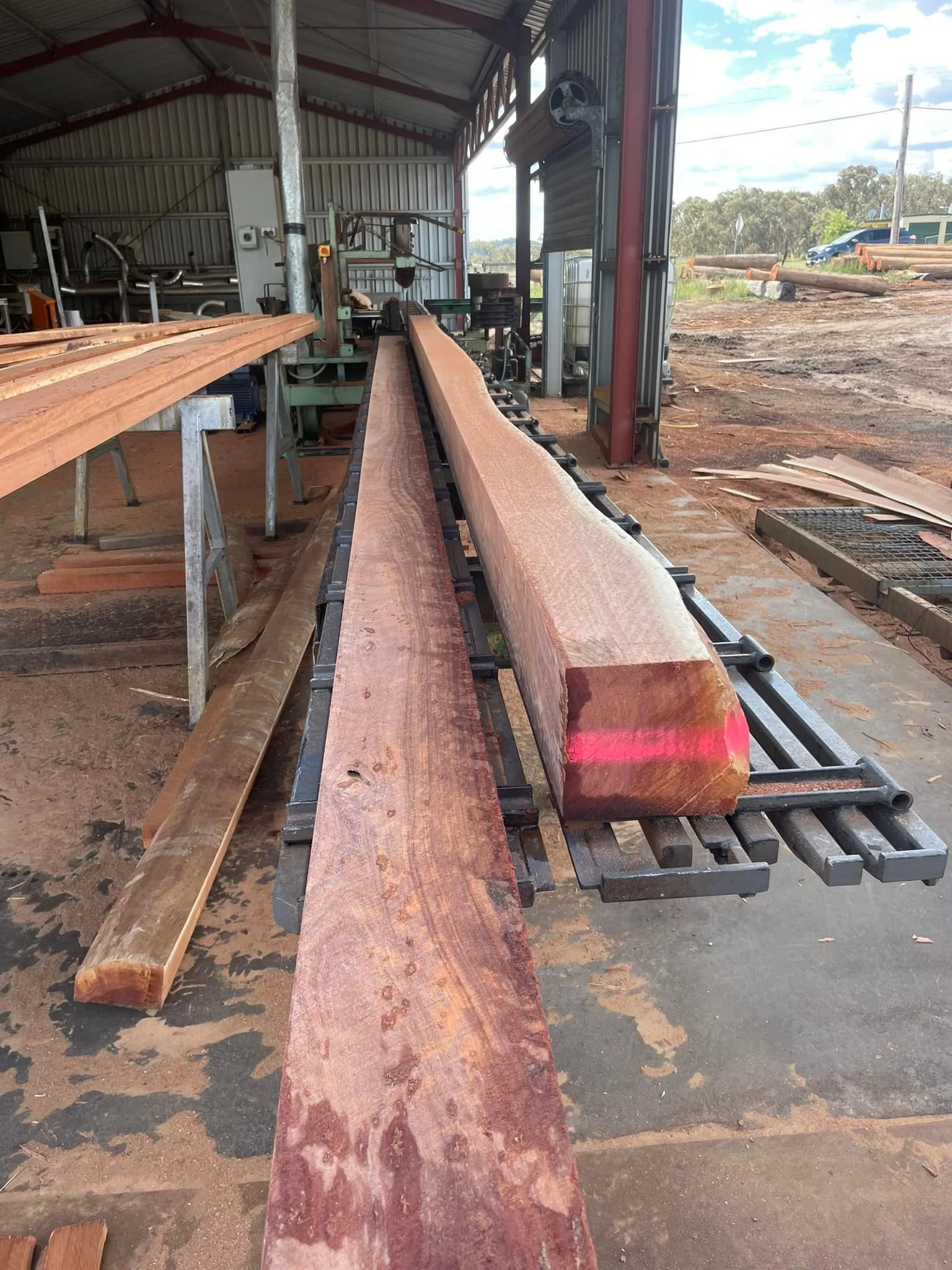 Long Ironbark structural members in the sawmill