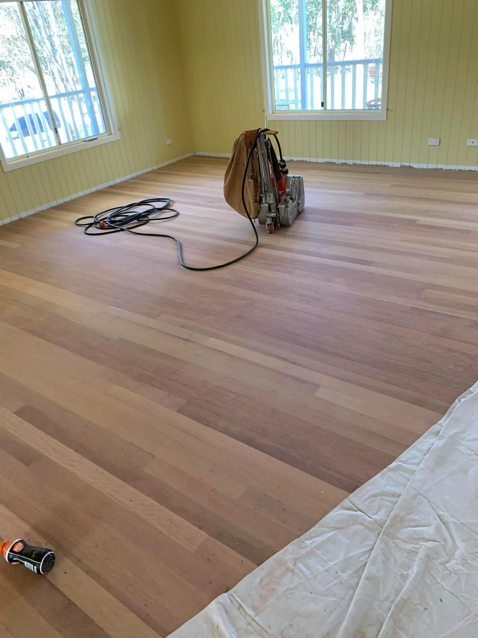 Ironbark overlay flooring being installed